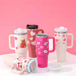 40oz Tumbler with Handle & Straw - Insulated Stainless Steel Cup
