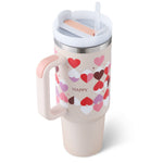Large 40oz water tumbler featuring a tapered base that fits standard car cupholders.