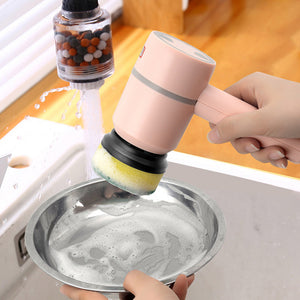 Cordless electric spin scrubber for kitchen and bathroom cleaning