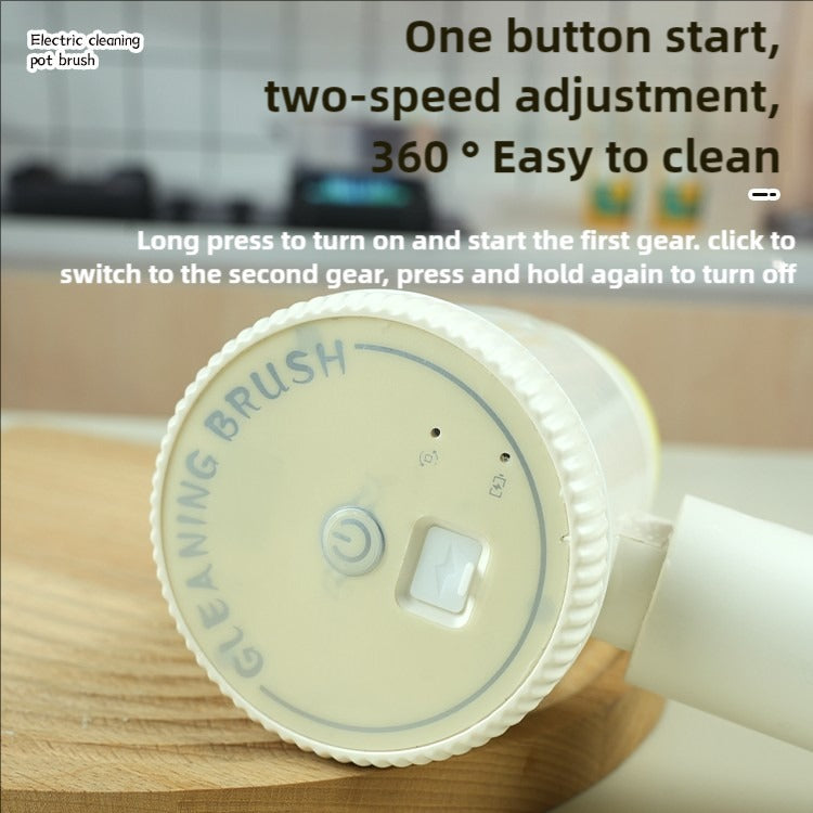 Compact cordless electric cleaning brush showing size and battery design