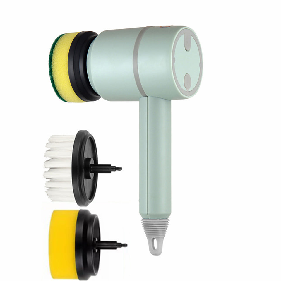 Handheld electric scrubber for cleaning sinks, tubs, and tiles