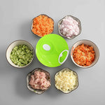 Manual Mini Food Chopper & Garlic Press - Pull String Meat & Veggie Slicer