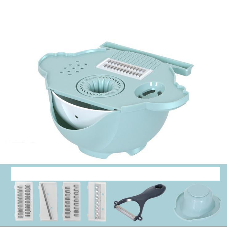 Washing and draining fresh sliced cucumbers directly in the integrated strainer basket.