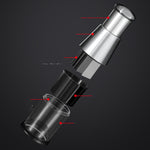 Stainless steel manual garlic press and onion chopper with enclosed container.