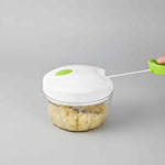 Manual Mini Food Chopper & Garlic Press - Pull String Meat & Veggie Slicer