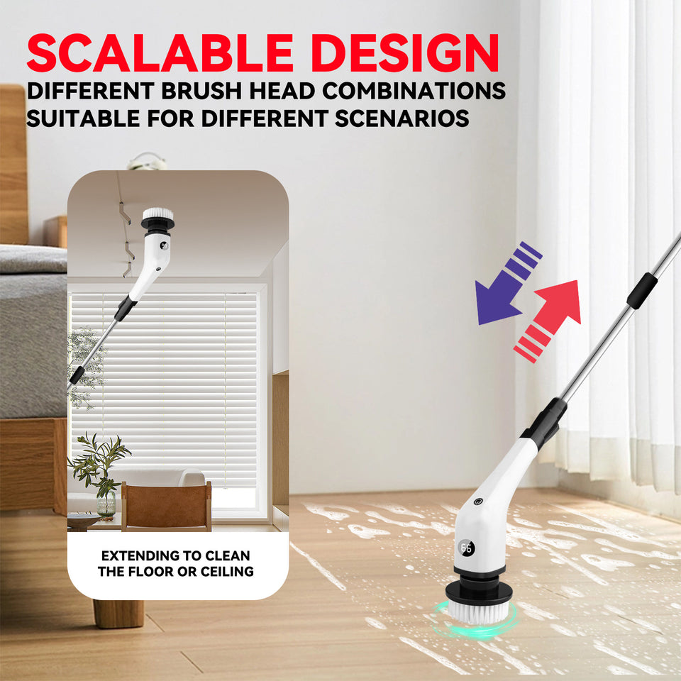 Flat pad attachment on cordless electric scrubber cleaning a clear glass shower door